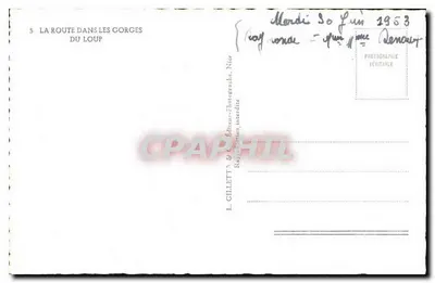 A estrada nas Gorges do Loup — L. Gilletta, n°5 — Verso