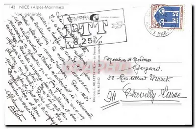 Vista geral de Nice — Alpes-Maritimes — Edições L. Gilletta, n°143 — Verso