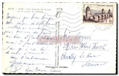 Nice — Ogólny widok portu i wzgórza z Zamkiem — Éditions Véritable, seria 16-54 — Rewers