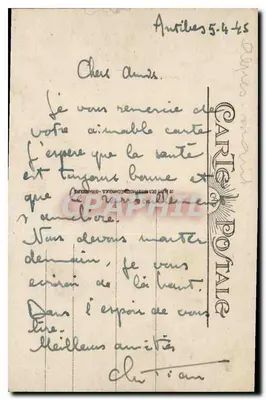 Antibes - Rochas no Cap — Carta postal n°72 — Verso