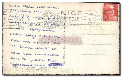 Dziewczyna w stroju tradycyjnym — Nice — Wydawca L. Gilletta et Cie, nr 44 — Rewers
