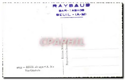 Beuil — Widok ogólny — wysokość 1450 m — Wydawnictwo Malco n°4035 — Rewers