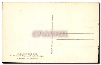 Het kasteel van La Napoule en de keten van de Alpen — Collectie Rella 'La Côte d'Azur' — n° 210 — Achterkant