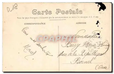 Hôtel de Ville de Bourges — widok fasady gotyckiej z wieżą i zegarem — wydawca Jacquet & Cie, n° 87 — Rewers