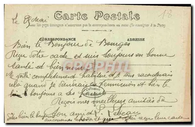 Bourges — Façada katedry — Wydawca E.M. nr 201 — Rewers