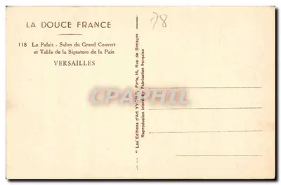 Salon du Grand Couvert — Versailles — Éditions d'Art YVCHN, Paryż — Rewers