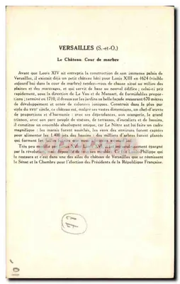 Versalhes (Seine-et-Oise) — O Castelo — Coleção da Solução Preußenbergo, 4ª Série — Verso