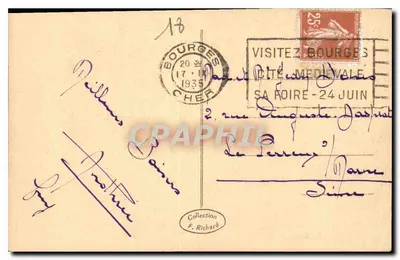Bourges — Widok Placu Berry i Pałacu Jacques-Cœur — Rewers