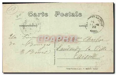 Bourges — Katedra — Całość portalu św. Guillaume — Wydawca E.M. nr 221 — Rewers