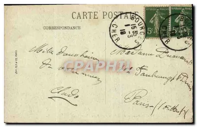 Bourges — A Catedral — Topo da Porta Central — LL — Verso