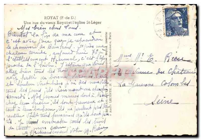 Royat (P.-de-D.) — Uma rua do velho Royat e a Igreja de São Léger — Guy — Verso