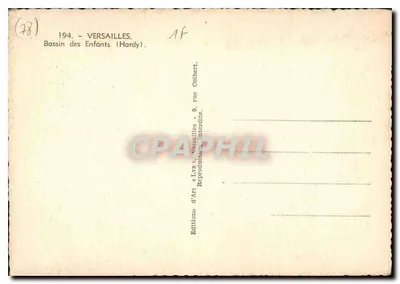 Bassin dos Crianças — Versailles — Edições de Arte 'Lys' — Verso