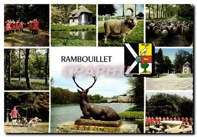 Rambouillet — colagem de cenas de caça e paisagens — Éditions Estel, Blois