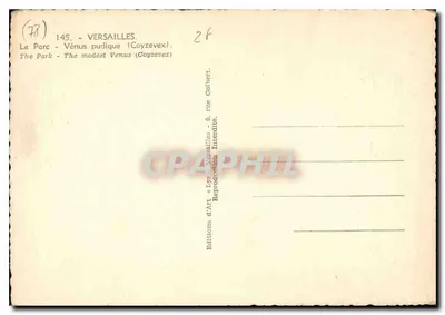 Versailles — O Parque - Vênus pudica (Coyzevex) — Edições de Arte « Lys » — Verso
