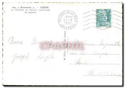 Cámara del Milagro en Lisieux — transformada en oratorio — B. Office Capital de Lisieux — Reverso