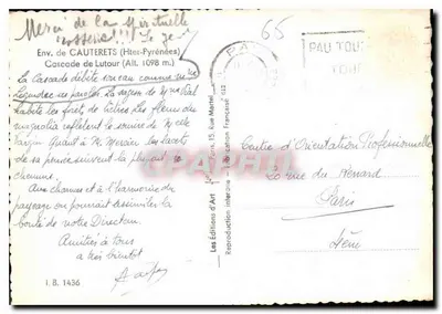 Cachoeira de Lutour — Altos-Pirineus — Les Éditions d'Art — Verso