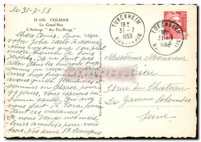 Colmar — rue de l'Auberge 'Au Fer-Rouge' — Éditions d'Art J. Ardolli, n° 650 — Verso