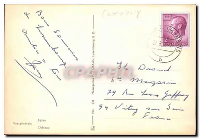 Clervaux — vista general, iglesia, castillo — Messageries Publiques G.D. No. 538 — Reverso