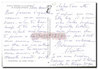 Pinede et Calanoue — Côte d'Azur — Éditions S.E.P.T. 35, Nice — Verso