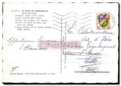 Brug van Tancarville — Seine-Maritime — Ed. La Cigogne, N° 7013 — Achterkant