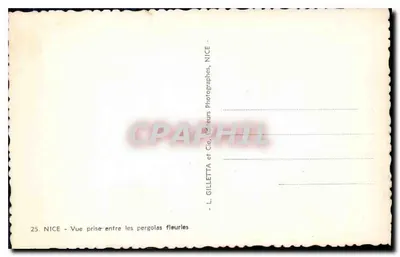 NICE — Widok z zachodzących między pergolami — L. GILLETТА et Cie, wydawca, NICE — Rewers