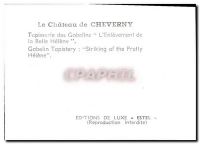 Het Kasteel van Cheverny — Tapete van de Gobelins "De Verovering van de Schoone Helena" — Éditions de Luxe « Estel » — Achterkant