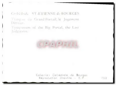Katedra Świętego Etienne w BOURGES — Tympan du Grand Portail, Ostateczny Sąd — Kolekcja Katedry w Bourges, n° 7222 — Rewers