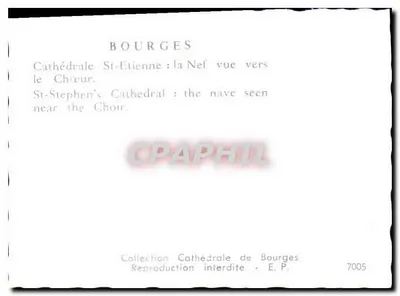 Katedra św. Etienne w Bourges — Nef patrzona w kierunku chóru — Kolekcja Katedry w Bourges, nr 7005 — Rewers