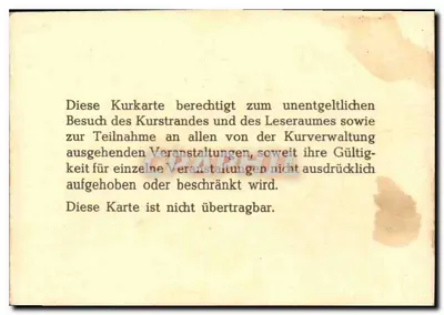 Ostseebad Travemünde — Carte de séjour — Kurverwaltung — Verso