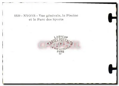 Nyons — Vista geral, a Piscina e o Parque dos Esportes — Ladycap Cartes Postales, 44 rue Letellier, Paris — Verso