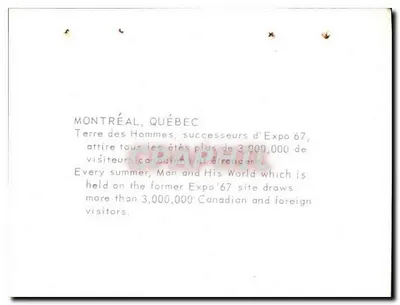 Montréal, Québec — Terra dos Homens, sucessores da Expo 67 — Verso