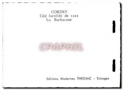 Cordes — Cidade fortificada de 1222, A Barbacana — Edições Modernas THEOJAC - Limoges — Verso