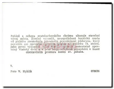 Widok na zamek Vlašský dvůr — Wierzchołek świątyni svatoborbskiej — Foto V. Hyhlík, n° 078656 — Rewers