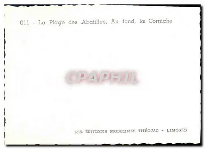 La Plage des Abatilles — W tle, Corniche — Wydawnictwo Modernes Théojac, Limoges, n° 011 — Rewers