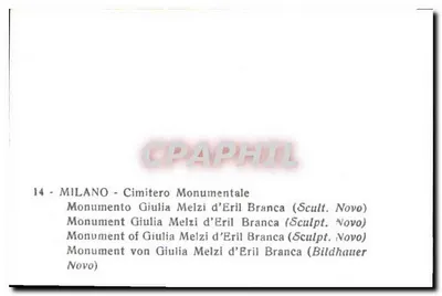 Monument Giulii Melzi d'Eril Branca — Mediolan, Cimitero Monumentale — Rzeźba Novo — Rewers