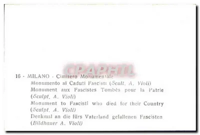 Monumento aos Fascistas Caídos pela Pátria — Milão — Escultor A. Violi — Verso