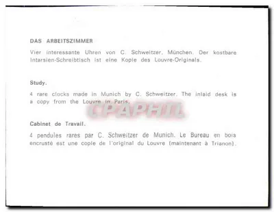 Cabinet de Travail — DAS ARBEITSZIMMER — C. Schweitzer, Munich — Rewers