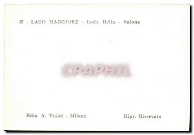 Isola Bella - Salón — Lago Maggiore — Edición A. Traldi, Milán — Reverso