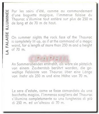 A falésia iluminada — Thaurac — texto multilingue — Verso