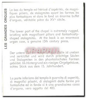 Grotta delle Grandi Organe — stalattiti e organo del XV secolo — editore non visibile — Verso