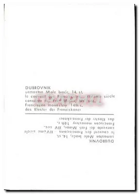 Cour interna do convento dos Franciscanos em Dubrovnik — editor não identificado, número de série não visível — Verso