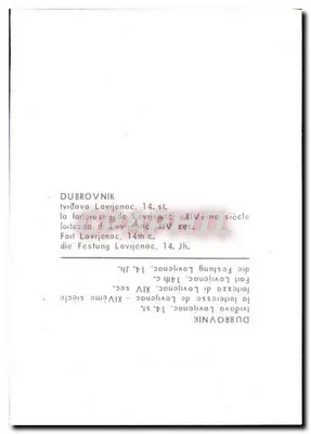 Castelo de Lovrijenac — Dubrovnik — editor não identificado, número de série não visível — Verso