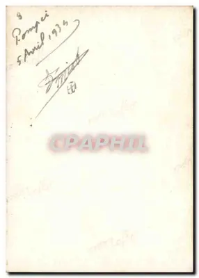 Três homens em traje de caminhada — Pompeia — datada 5 de abril de 1934 — Verso