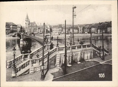 Pont sur la Meuse à Liège — vue urbaine avec éclairage électrique — série 108