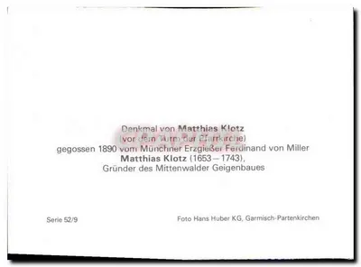 Statua Matiase Klotza — pomnik upamiętniający — seria 52/9, Garmisch-Partenkirchen — Rewers