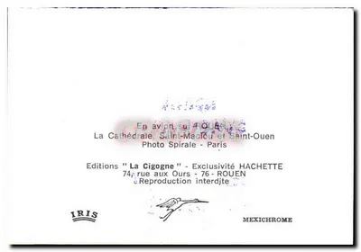 Rouen — Katedra Notre-Dame w Rouenie i święty Maclou — Wydawnictwo 'La Cigogne' - Paryż — Rewers