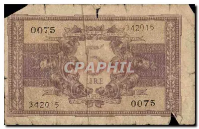 Italië — Kaartje van 5 Lira — Uitgever R. Garrasi, nr. 342015 — Achterkant