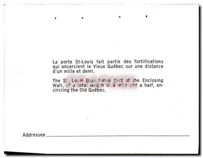 Brama Świętego Ludwika — Quebec — wydawca nieodczytalny — Rewers