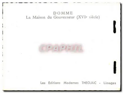 Domme — A Casa do Governador (século XVI) — Les Éditions Modernes Théo Jac, Limoges — Verso