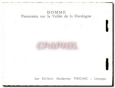Domme — Panorama sobre a Vale da Dordogne — Les Editions Modernes THEOJAC - Limoges — Verso